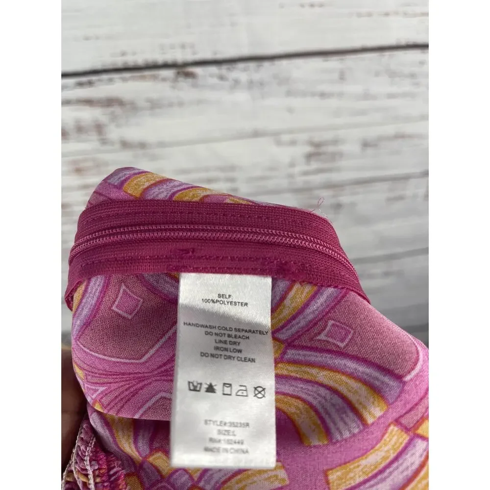 Impressions Jumpsuit Women's Small Pink Geometric Halter Backless Wide Leg - Picture 6 of 12